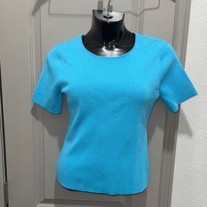 Anthropologie Endless Rose teal aqua blue sweater shirt blouse top S M